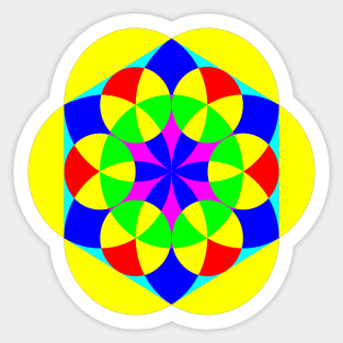 Green, red, blue and yellow pattern. Sticker